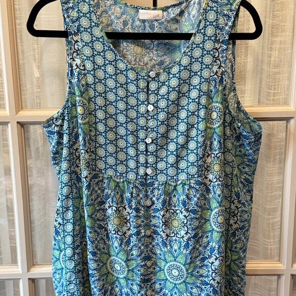 J. Jill Mandala Floral Patterned Tank with Buttons - Picture 1 of 4